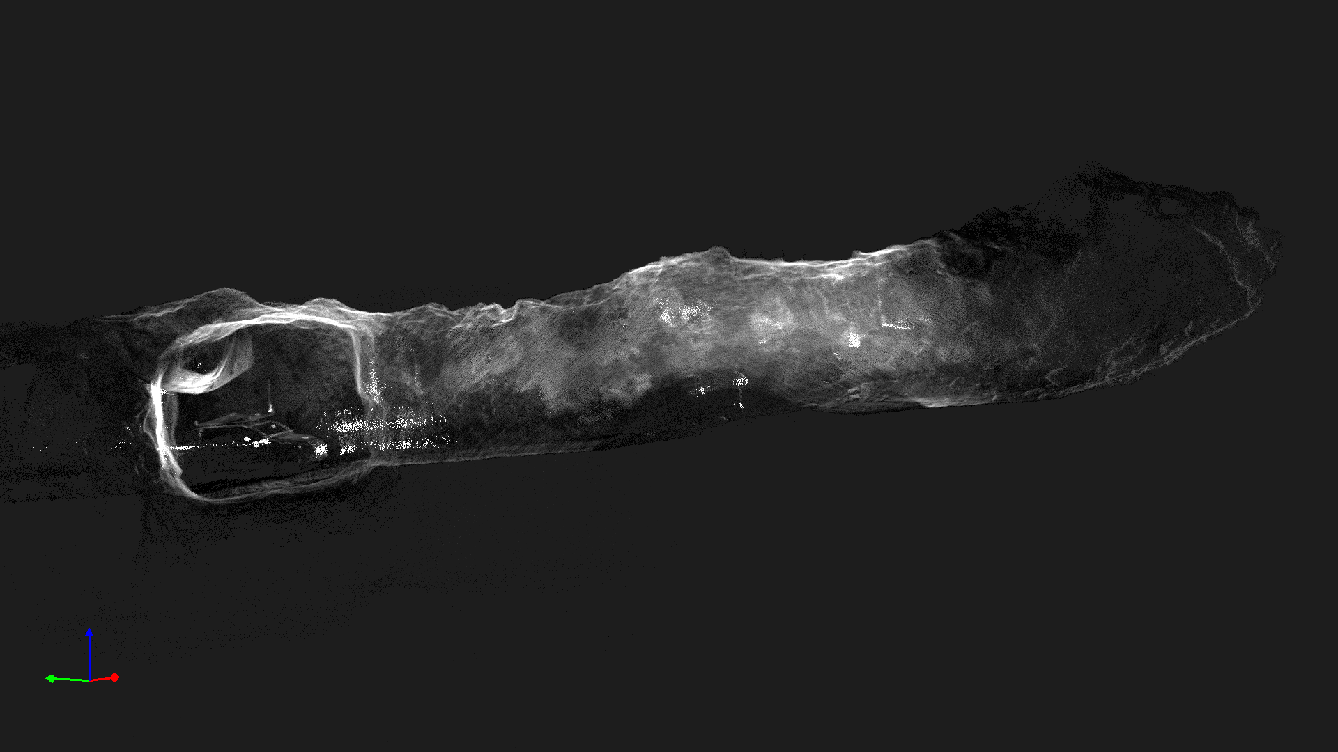 3D LiDAR point cloud scan of underground drift and decline passage
